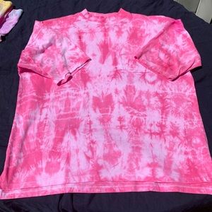 Pink tie dye t shirt hand dyed size XL trendy